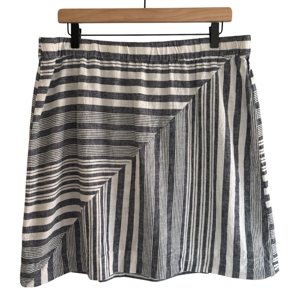 Kim Rogers Linen Blend A-Line Skirt Coastal Nautical Resortwear Medium Petite